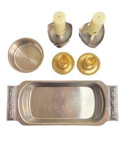 lot 95 image: Vintage Candlestick Holders and Serving Trays
