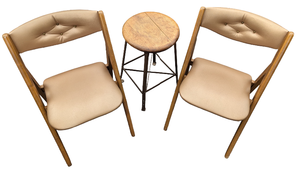 lot 92 image: Pair of Mid Century Modern Folding Chairs wBar Stool