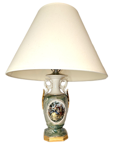 lot 59 image: Vintage Green & Cream Porcelain Table Lamp