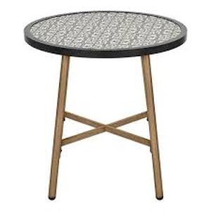 Hampton Bay Mix and Match Round Metal Outdoor Coffee Table with Ceramic Tile Top  Customer Returns See Pictures