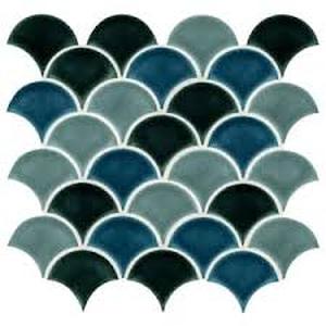 4 Boxes of MSI Azul Scallop Glossy 13.11 in. x 9.96 in. x 8 mm Glossy Porcelain Mosaic Tile (9.1 sq. ft.  case)Customer Returns See Pictures
