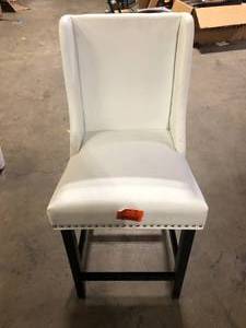 Baron 42 in. Faux Leather Counter Stool in White by MODWAY   Customer Returns See Pictures