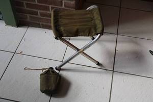 lot 15 image: Portable Folding Stool with Military Style Canteen