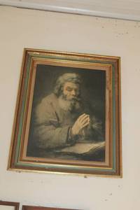 lot 47 image: Vintage Framed Artwork of Elderly Man in Prayer