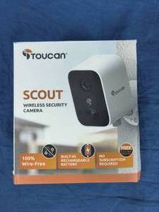 New Toucan Scout Wi-Fi Wireless Battery-Powered Outdoor Security Camera in White