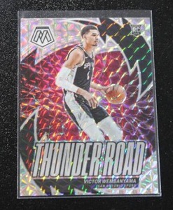 lot 5 image: 2023-24 Mosaic Silver Prizm Thunder Road Victor Wembanyama #8 Rookie Card