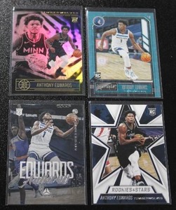 lot 13 image: 2020-21 Anthony Edwards Rookie Card Lot  4 Rookie Cards