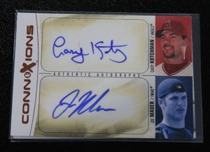 lot 17 image: 2004 EX Connections Joe Mauer & Casey Kotchman Dual Autograph #CDA-CKJM 1650  Only 50 Exist