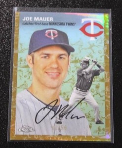 lot 24 image: 2023 Topps Chrome Platinum Gold Refractor Joe Mauer #429 4150  Only 50 Exist