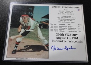 lot 70 image: Milwaukee Braves Warren Spahn 300th Victory 8x10 Autograph Photo