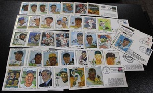 lot 90 image: Hall of Fame & Other Envelope Cache Lot w Postmarked Stamps  45 Unsigned Envelopes