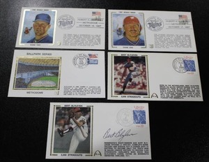 lot 92 image: Minnesota Twins Postmarked Envelope Cache Lot w Bert Blyleven Autograph  5 Envelopes