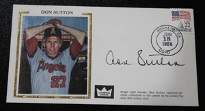 lot 97 image: 1986 Postmark Envelope Cache w Don Sutton Autograph