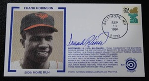 lot 103 image: 1994 Postmark Envelope Cache w Frank Robinson Autograph