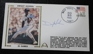 lot 105 image: 1985 Postmark Envelope Cache w Dwight Gooden Autograph