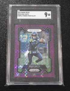 lot 124 image: 2023 Prizm Purple Power Geno Smith #258 SGC 9 4649  Only 49 Exist