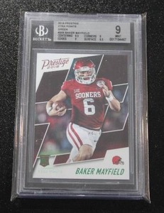lot 125 image: 2018 Prestige Xtra Points Green Baker Mayfield #203 Rookie Card BGS 9