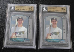 lot 134 image: 2000 Bowman Chrome Rocco baldelli #91 Rookie Card BGS 9.5 Lot  2 Rookie Cards