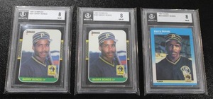 lot 135 image: 1987 Donruss & Fleer Barry Bonds Rookie Card BGS 8 Lot  3 Rookie Cards