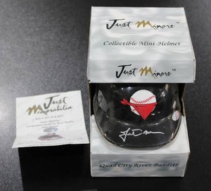 lot 154 image: Quad City River Bandits Mini Helmet Justin Morneau Autograph Just COA