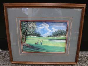 lot 195 image: Golf 3-D Scene Shadowbox 26x22 Framed Display