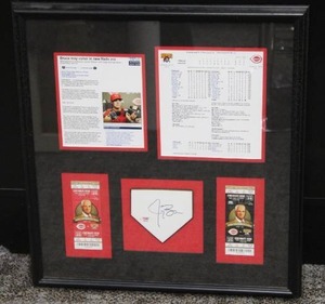 lot 196 image: Jay Bruce Debut Ticket Autograph 24x22 Framed Display PSA COA #R56757