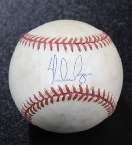 lot 226 image: Nolan Ryan Rawlings Bobby Brown American League Baseball Autograph