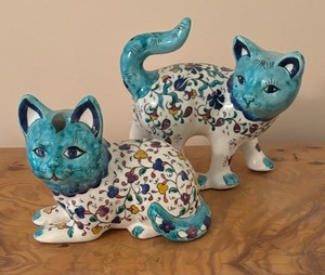 lot 61 image: Two Cute and Colorful Colorful Cat Figurines