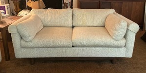lot 26 image: Beautiful Mid Century Upholstered Loveseat  Sofa  Couch