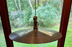 lot 72 image: Modern Silver Disc Hanging Light with Wall Plug-in Style