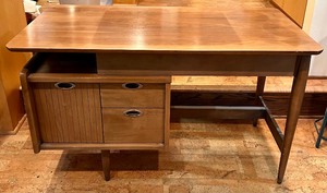 lot 13 image: Vintage Teak Desk with Chair
