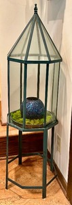 lot 78 image: Green Metal and Glass Terrarium