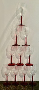 lot 83 image: Ten Beautiful Red Stemmed Wine Glasses