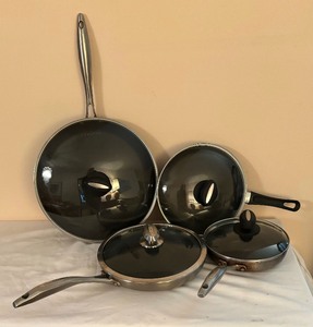 lot 199 image: Four Lidded Scanpan Skillets