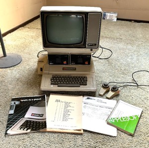 lot 224 image: Vintage Apple II Plus Computer, Monitor, Disk Drives and Hand Controls