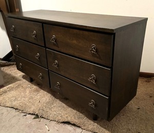 lot 307 image: Six Drawer Vintage Wooden Dresser
