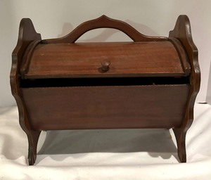 lot 313 image: Vintage Wooden Sewing Box