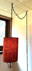lot 3 image: Mid Century Hanging Lamp  Mid Century Hanging Chain Lamp