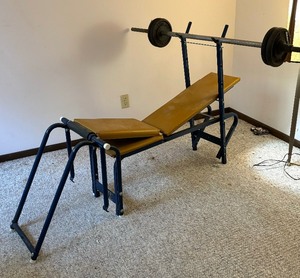 lot 327 image: Vintage Weight Bench with Weights