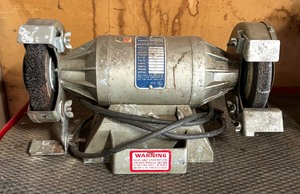 lot 374 image: Montgomery Ward Power Kraft Ball Bearing 8137 Bench Grinder