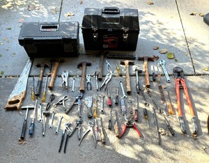 lot 380 image: Two Tool Boxes with a Variety of Hand Tools
