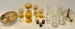lot 206 image: Variety Vintage of Glass with Gold Tones