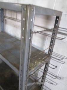 lot 99 image: 4-tier metal shelf with side hangin...