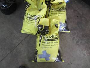 lot 107 image: 3-50lb bags of rock salt ice melt...