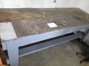 lot 128 image: Wood shop workbench approximately 8...