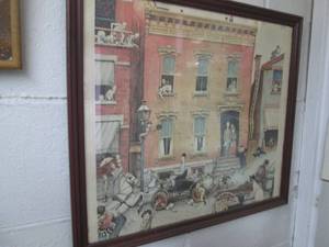 lot 148 image: Norman Rockwell framed downtown sce...