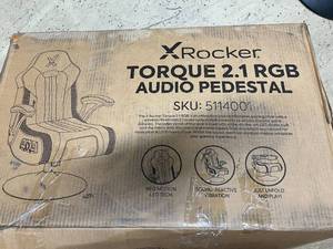 lot 28 image: X Rocker Torque RGB Audio Pedestal Gaming Chair with Subwoofer and Vibration