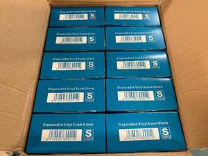 lot 285 image: 10 x 100ct Packs Disposable Vinyl Exam Gloves - Size Small