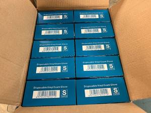lot 286 image: 10 x 100ct Packs Disposable Vinyl Exam Gloves - Size Small