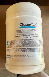 12x 1lb 9oz Canisters Clean Cide Germicidal Wipes